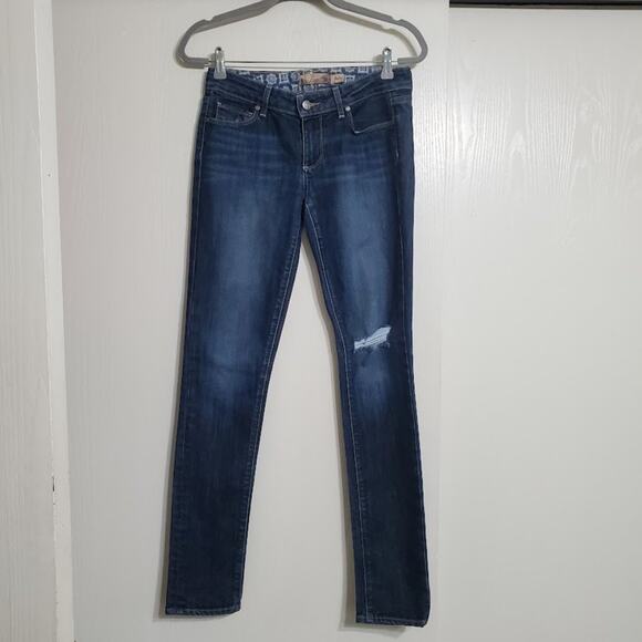 Paige Skyline Distressed Straight Leg Jean McKinley Wash Size 27, Size 4 - Picture 4 of 13